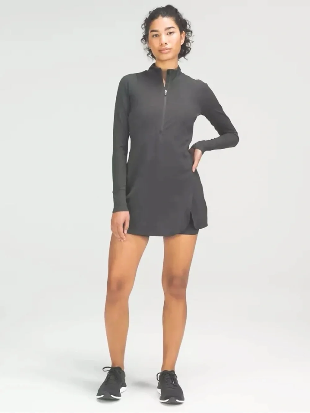 Lululemon Nulux Long-Sleeve Tennis Dress graphite gray size 14